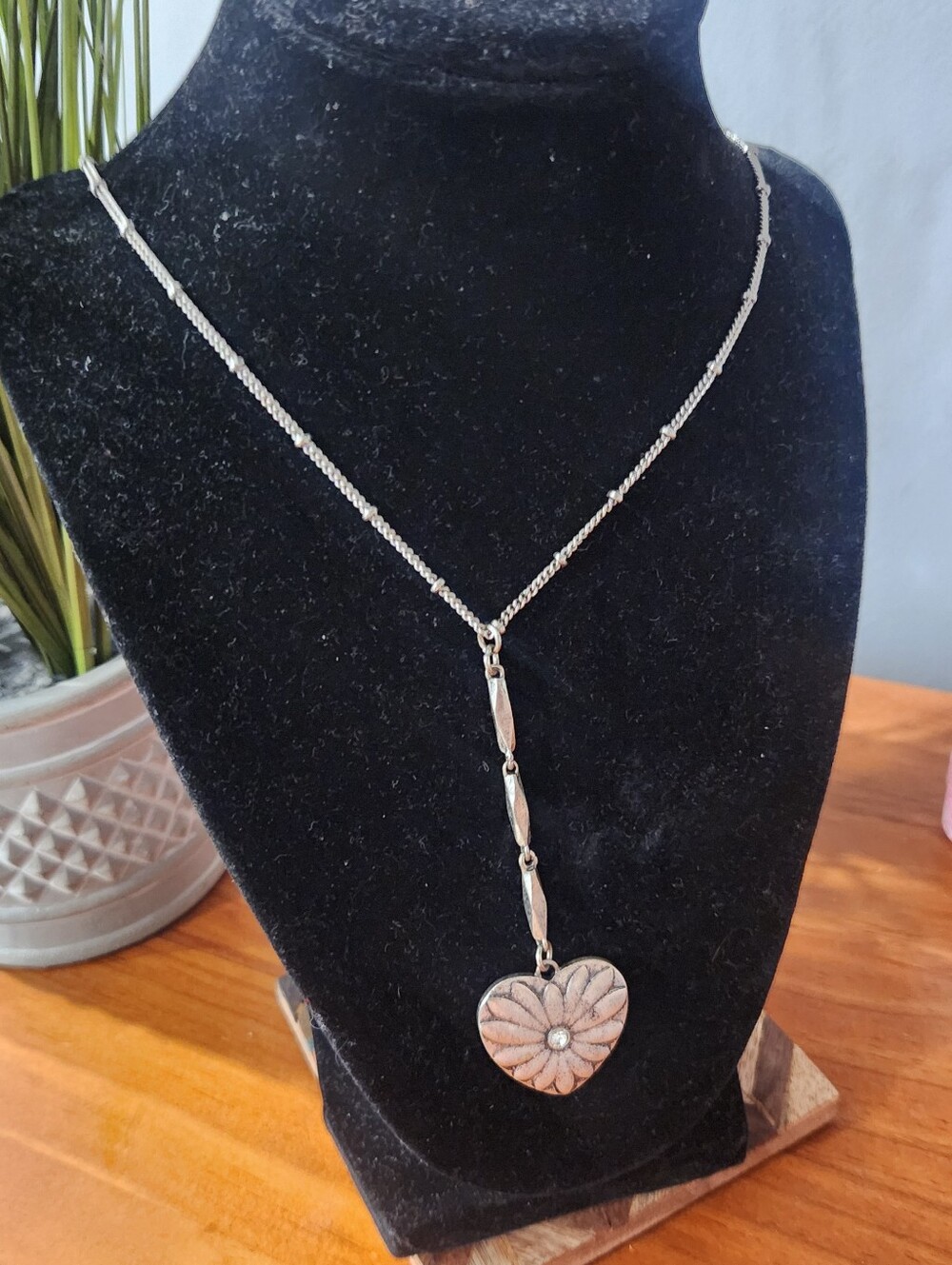 Silver Tone Lariat Long Necklace